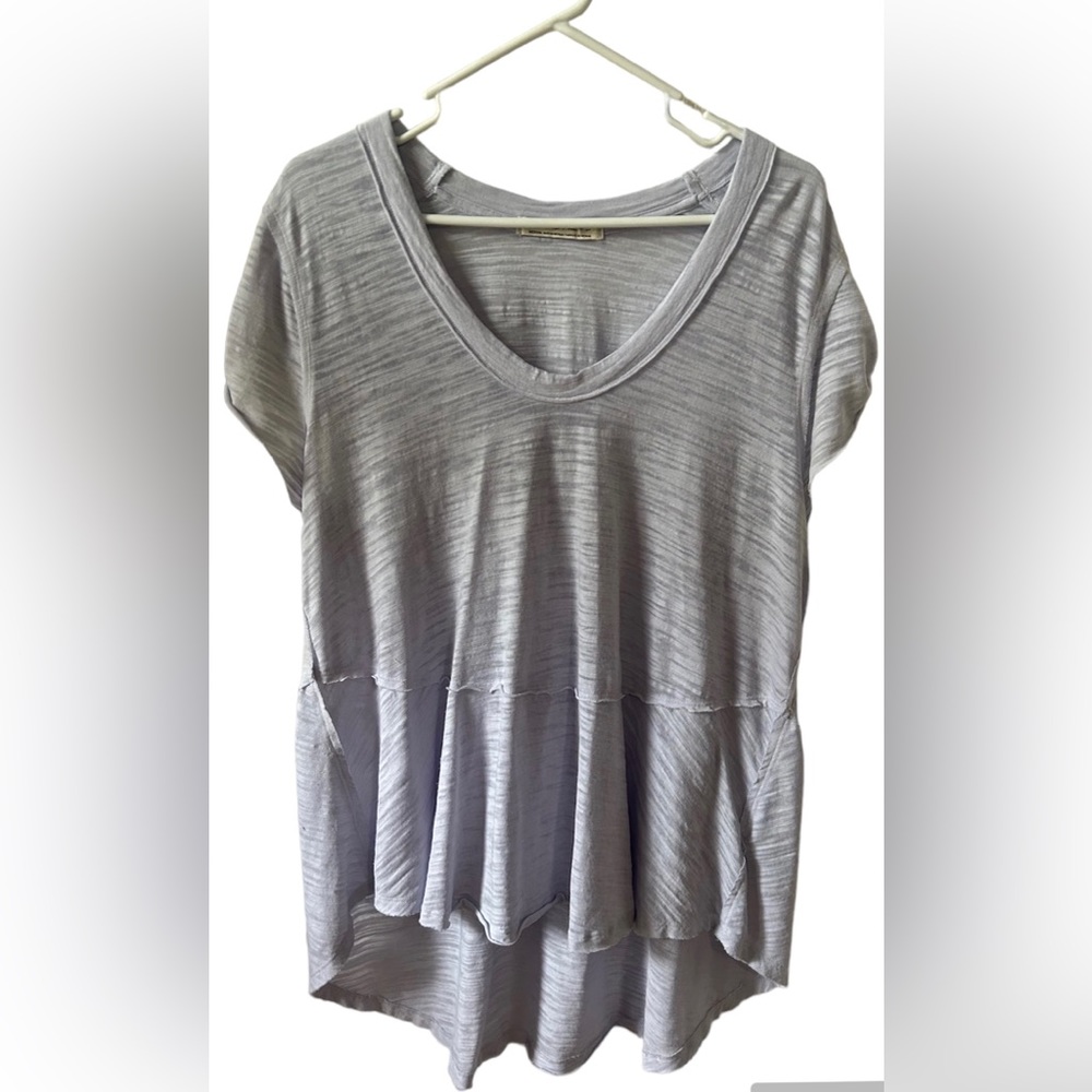 We the Free Free People Light Blue Exposed Seam Short Sleeve High Low Tunic, M